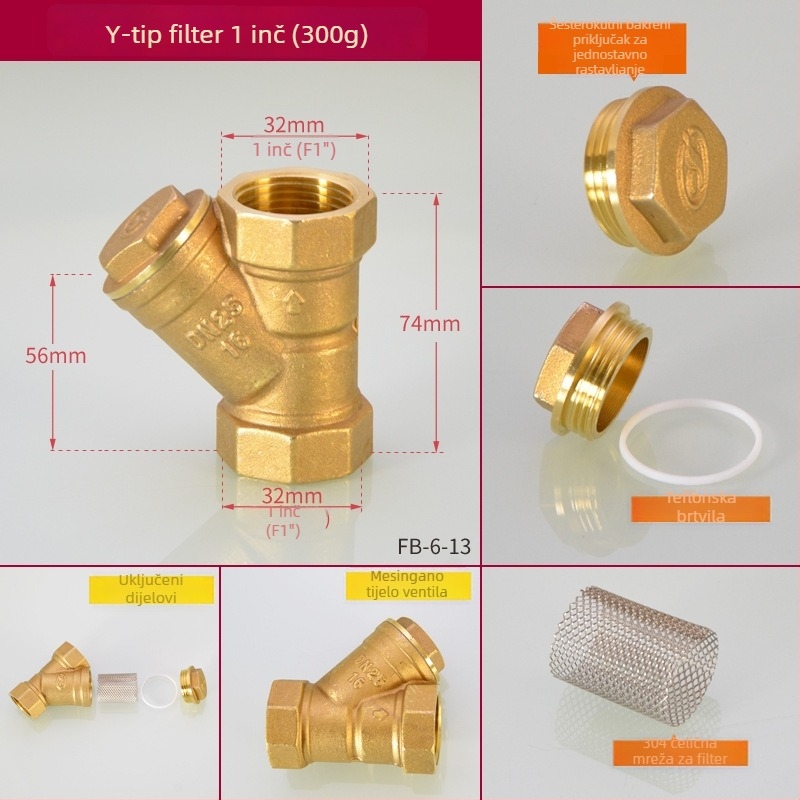 Bakarni Y-filtr – Hongying marka; Stil: moderna jednostavnost; Materijal: bakar