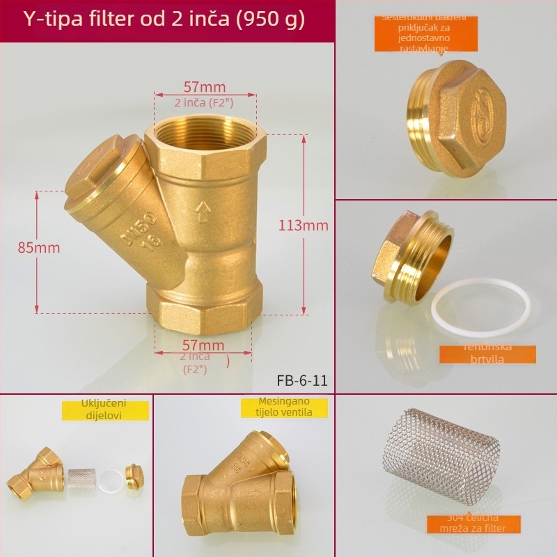 Bakarni Y-filtr – Hongying marka; Stil: moderna jednostavnost; Materijal: bakar