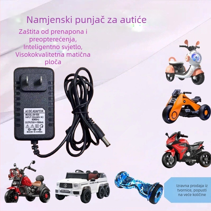 Punjač olovo-kiselinske baterije za dječji električni auto, 12V 1000mA, inteligentni indikator za skretanje