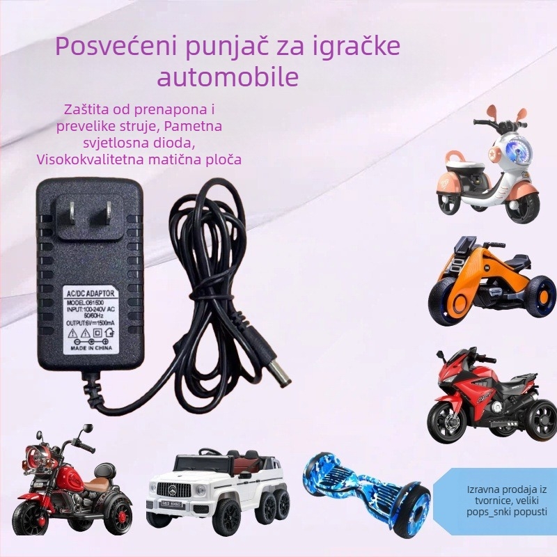 Punjač olovo-kiselinske baterije za dječji električni auto, 12V 1000mA, inteligentni indikator za skretanje