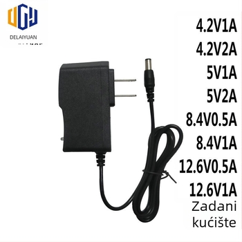 Punjač litijevih baterija, ulaz 12,6V, izlaz 1A/2A, kompatibilan s baterijama 18650, adapter za čelnu lampu