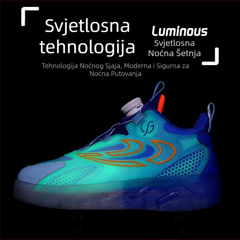 Četverokota svjetleće rolne tenisice s PU kotačićima, dvostruki dizajn kotača, univerzalna prilagodba