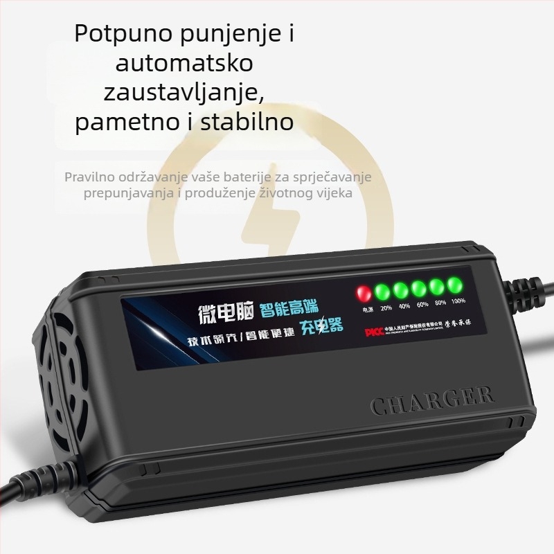 Park Peak punjač EV baterije 48-72V, 20A, 6-LED zaslon, automatsko isključivanje, ulaz AC 100-240V