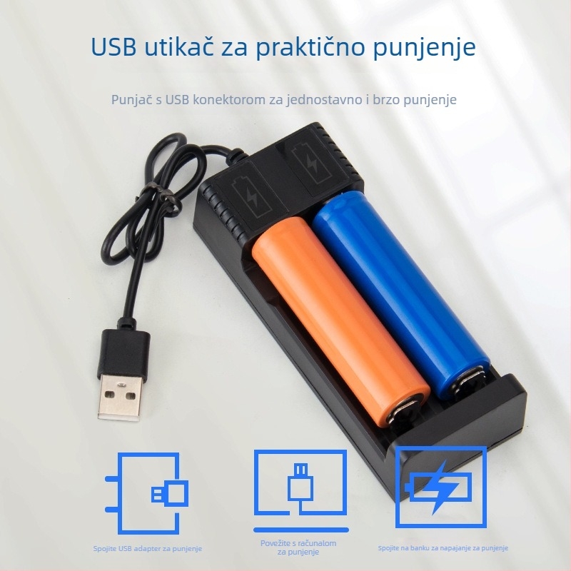 Saibang 18650 Li-ion punjač – USB punjač za više modela, ulaz DC5V-1A/2A, izlaz 4.2V, GB certifikat, za Li-ion baterije
