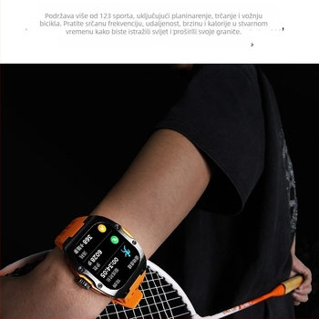 AK69 pametni sat za outdoor sportove - 1,95-inčni AMOLED zaslon, praćenje otkucaja srca i razine kisika u krvi, Bluetooth pozivi, baterija 7–14 dana