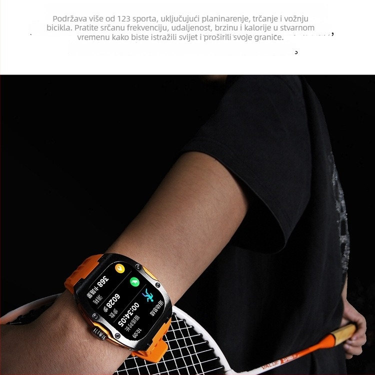 AK69 pametni sat za outdoor sportove - 1,95-inčni AMOLED zaslon, praćenje otkucaja srca i razine kisika u krvi, Bluetooth pozivi, baterija 7–14 dana