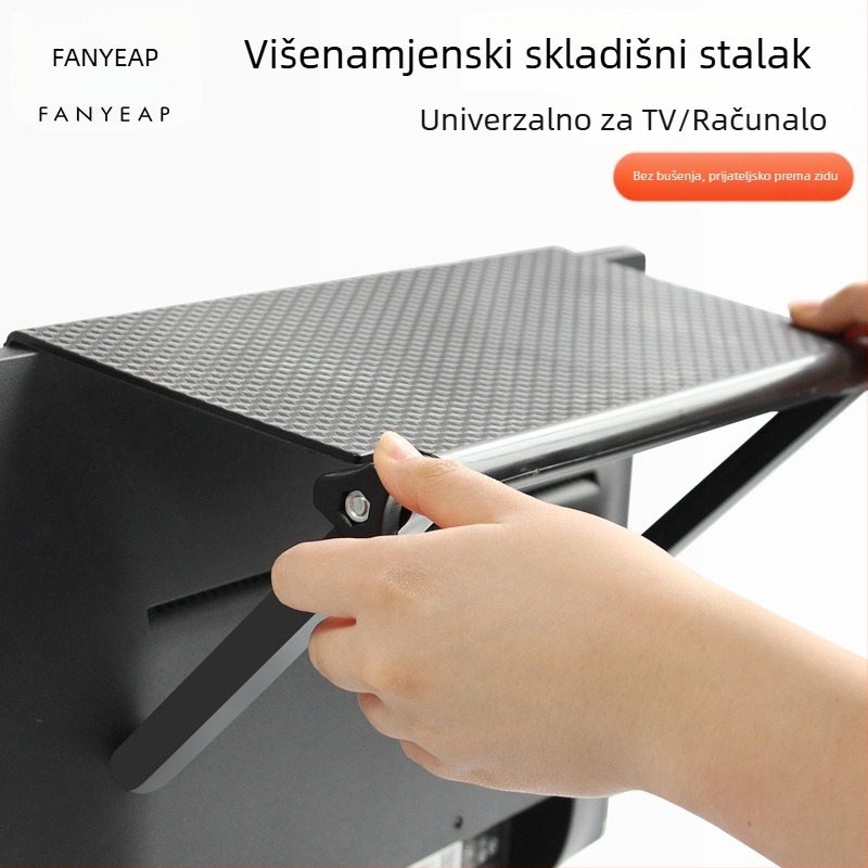 Stalak za ruter za TV kutiju i monitor – 1-slojni organizator dnevnog boravka, bez bušenja, moderni minimalistički stil
