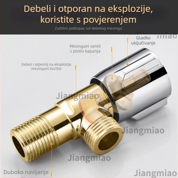 Meden kutni ventil za WC i bojler – otporan na koroziju, otporan na eksplozije, ojačani dizajn, model JM-C-JF