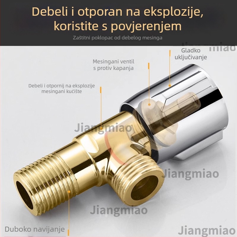Meden kutni ventil za WC i bojler – otporan na koroziju, otporan na eksplozije, ojačani dizajn, model JM-C-JF