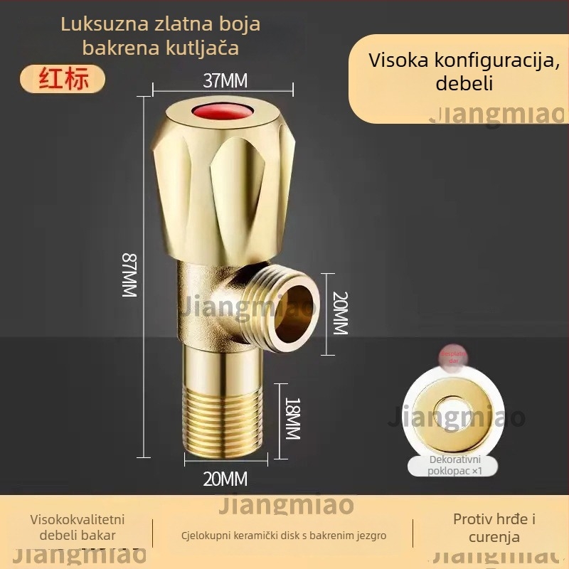 Meden kutni ventil za WC i bojler – otporan na koroziju, otporan na eksplozije, ojačani dizajn, model JM-C-JF