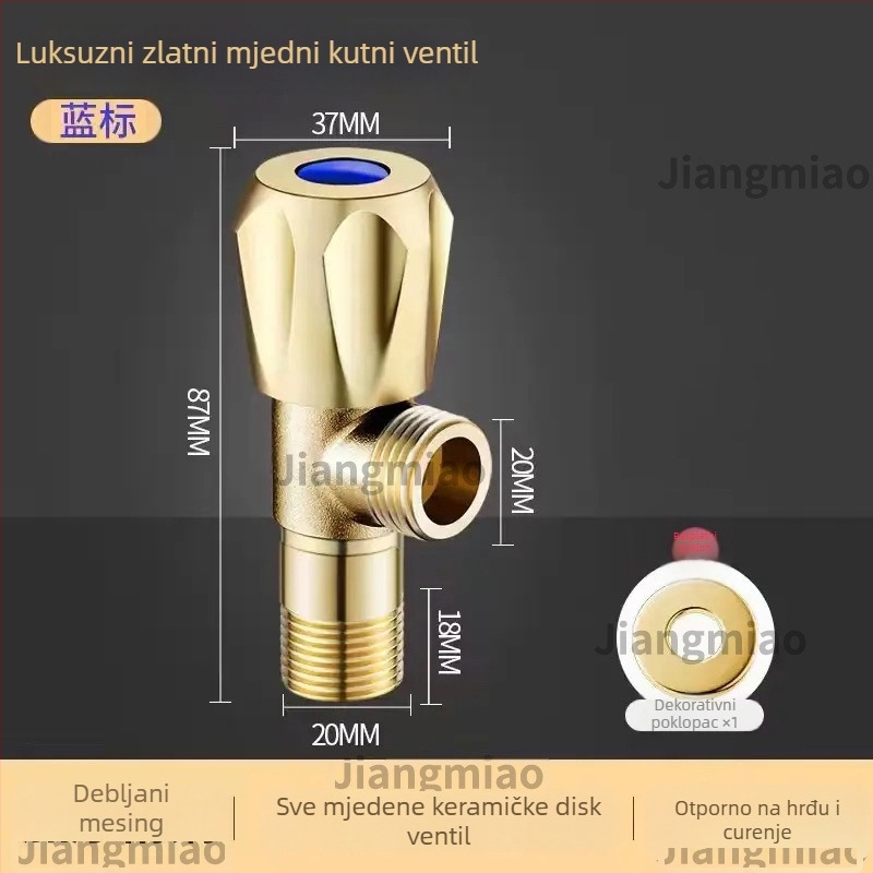 Meden kutni ventil za WC i bojler – otporan na koroziju, otporan na eksplozije, ojačani dizajn, model JM-C-JF