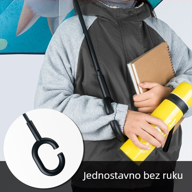 Bear Brother Dječji sigurnosni kišobran s obostranim dvostrukim slojem, 8 rebara, 190T PG tkanina s efektom lotosovog lišća, ručno otvaranje i zatvaranje, prilagodljiv logotip