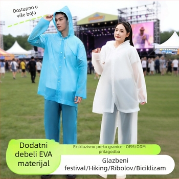Podijeljeni set kišnog mantila i kišnih hlača, EVA tkanina, debeli, otporan na kišu, za vožnju električnim vozilom