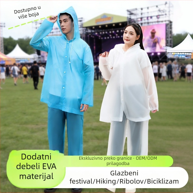 Podijeljeni set kišnog mantila i kišnih hlača, EVA tkanina, debeli, otporan na kišu, za vožnju električnim vozilom