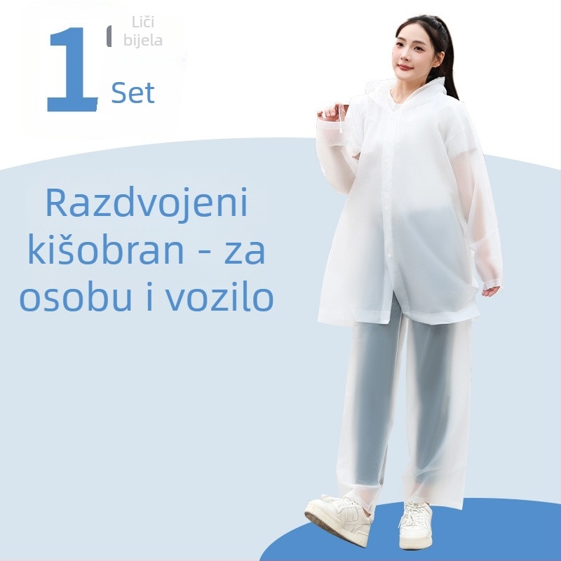 Podijeljeni set kišnog mantila i kišnih hlača, EVA tkanina, debeli, otporan na kišu, za vožnju električnim vozilom
