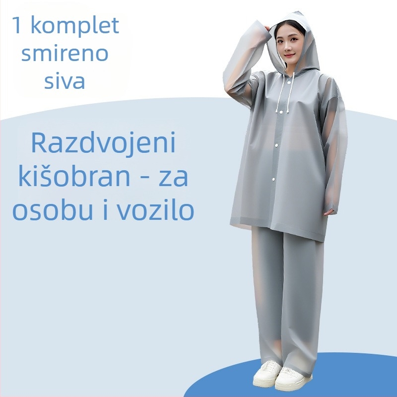 Podijeljeni set kišnog mantila i kišnih hlača, EVA tkanina, debeli, otporan na kišu, za vožnju električnim vozilom