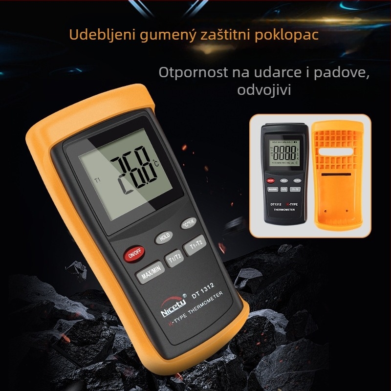 Nicatymeter DT1311 Digitalni termometar s kontaktim senzorom, K-tip termopar sonda, industrijske klase