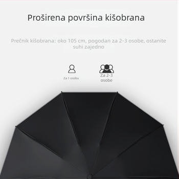 Automatski obrnuti kišobran za auto, 10 rebara (UPF50+; poliester navlaka; čelični okvir; silikonska drška)