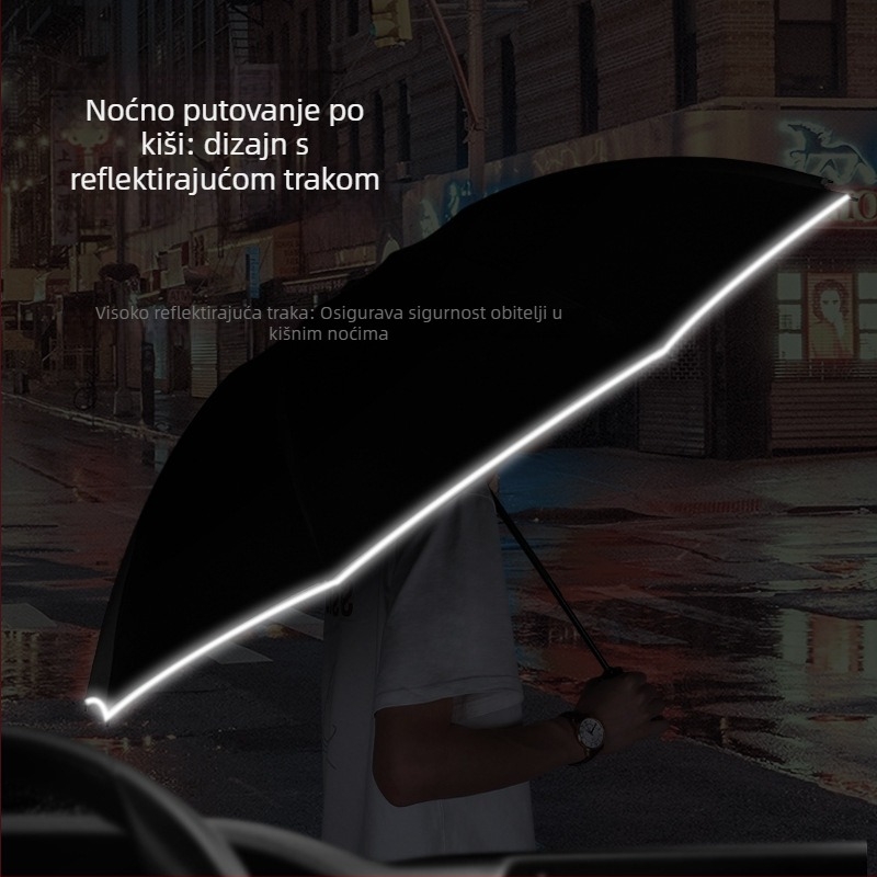 Automatski obrnuti kišobran za auto, 10 rebara (UPF50+; poliester navlaka; čelični okvir; silikonska drška)