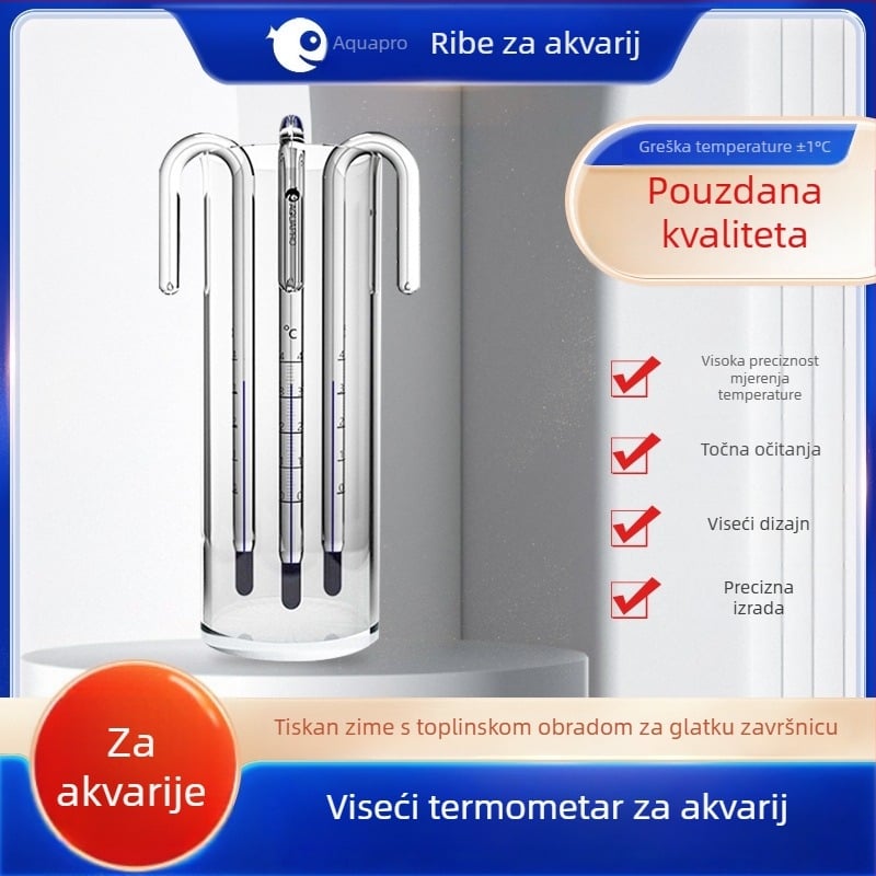 Akvarijski termometar - stakleni, mjeri temperaturu vode, za akvarije, visoka preciznost