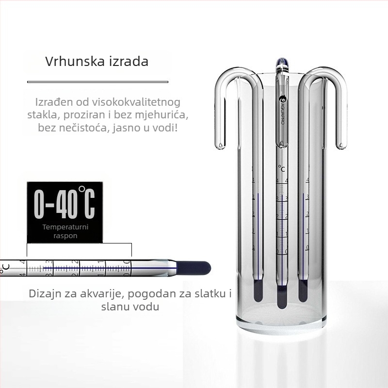 Akvarijski termometar - stakleni, mjeri temperaturu vode, za akvarije, visoka preciznost