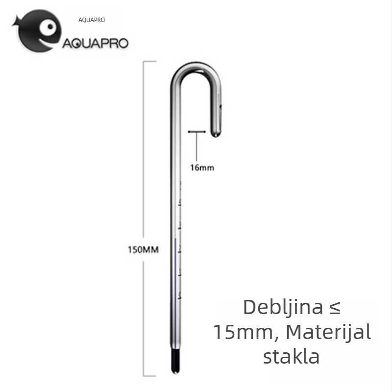 Akvarijski termometar - stakleni, mjeri temperaturu vode, za akvarije, visoka preciznost