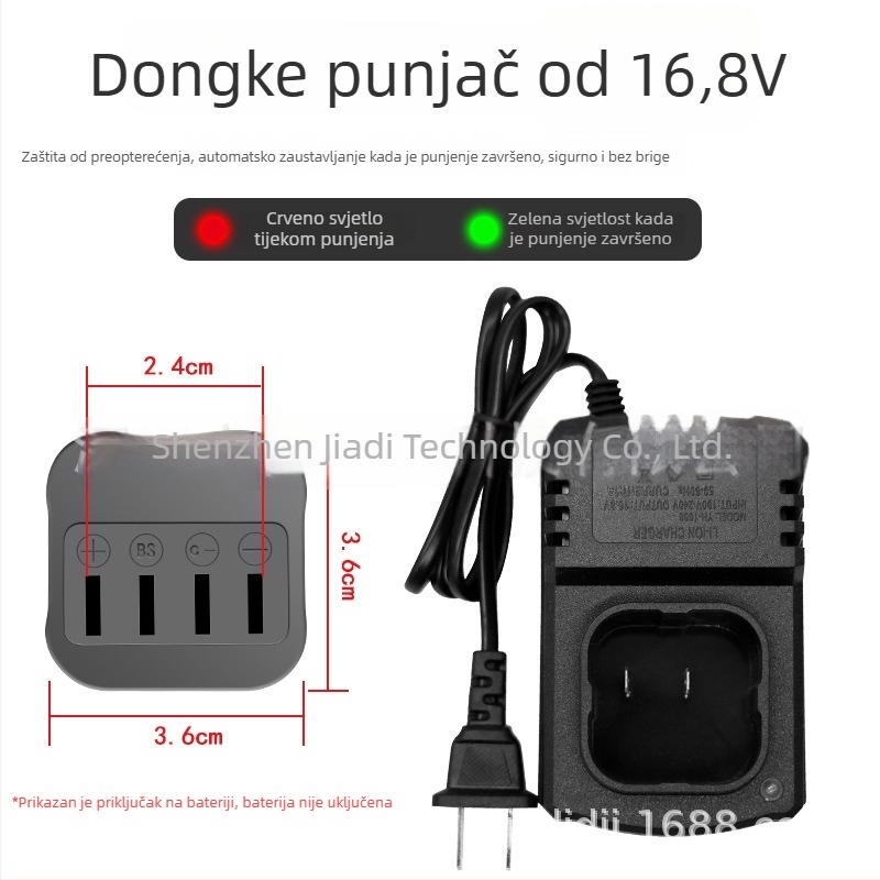 Univerzalno punjač Li-ion baterija za alate (bušilica, odvijač, kutna brusilica) 16.8V/21V | ulaz 220-240V, 50Hz; izlaz 1.5A