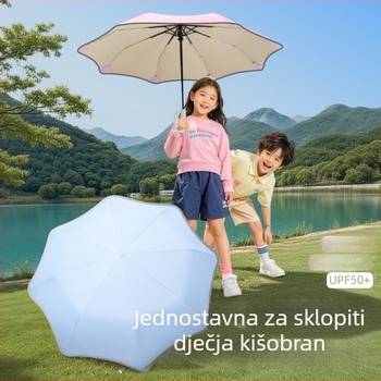 Automatski dječji sklopivi kišobran s 8 rebara, okvir i držač od vlakna, poliester tkanina, za učenike
