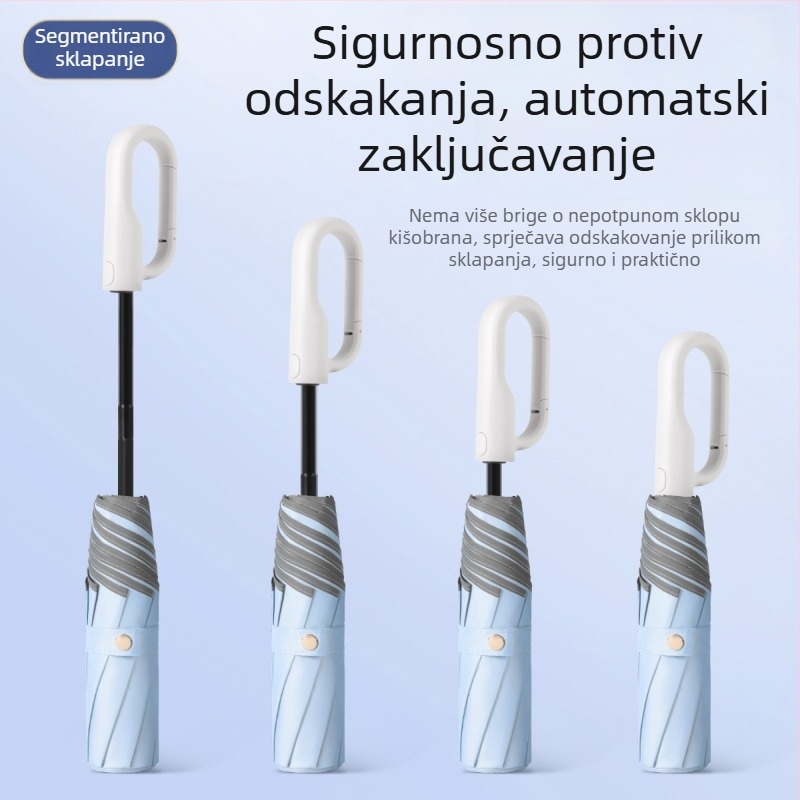 Automatski dječji sklopivi kišobran s 8 rebara, okvir i držač od vlakna, poliester tkanina, za učenike