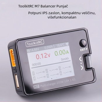ToolkitRC M7 punjač za baterije 1-6S, izlaz 20V 10A, ulaz 7-28V, balansna struja 400 mA, LCD zaslon i tester signala te izvor signala