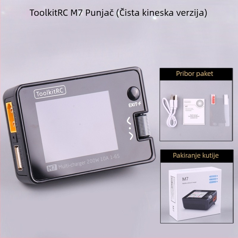 ToolkitRC M7 punjač za baterije 1-6S, izlaz 20V 10A, ulaz 7-28V, balansna struja 400 mA, LCD zaslon i tester signala te izvor signala