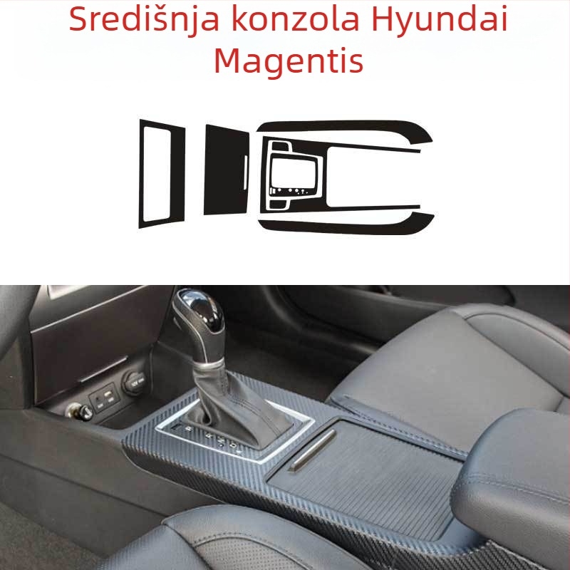 PVC karbonska vlakna unutarnje dekorativne naljepnice za mjenjač, središnju konzolu i vrata – s ljepilom na stražnjoj strani