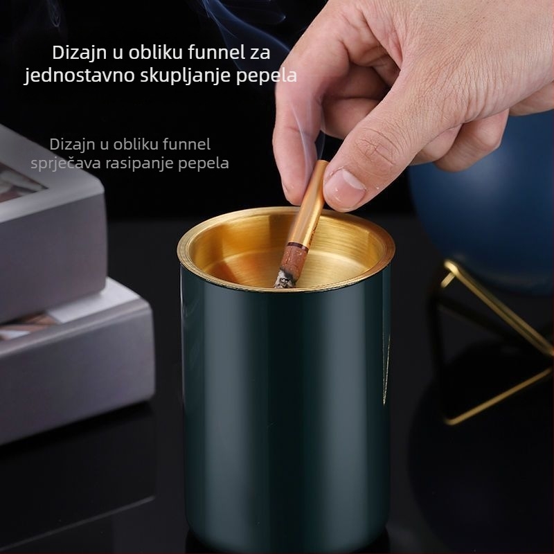 Nerđajući čelični pepelnjak s poklopcem – nordijski minimalistički dizajn, pogodan za dom, ured i automobil; višekratno korištenje, pogodan kao poklon