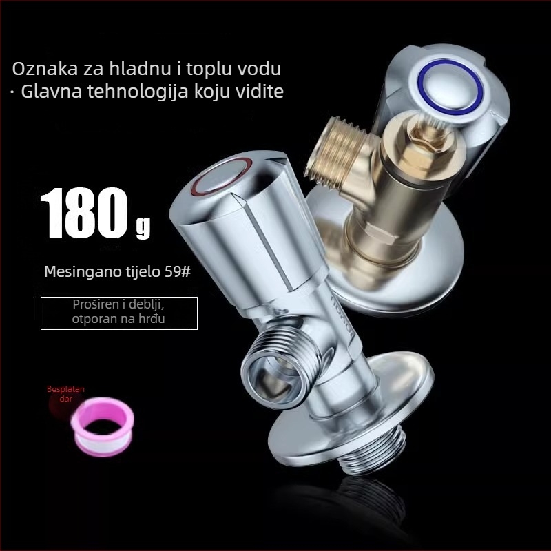 Mesingni kutni ventil, model 71018, normalan tlak, ugradnja u zid, za WC splakivač