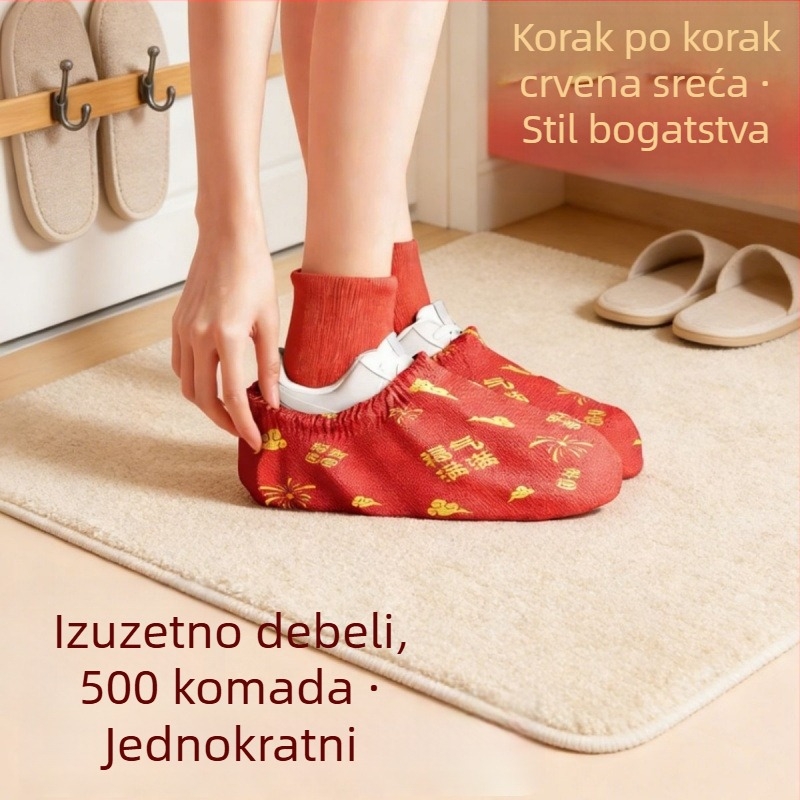 Crvene jednokratne navlake za cipele za vjenčanje, debeli sloj protivklizanja od netkane tkanine, za unutarnju uporabu, prozračne