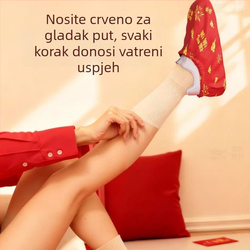 Crvene jednokratne navlake za cipele za vjenčanje, debeli sloj protivklizanja od netkane tkanine, za unutarnju uporabu, prozračne