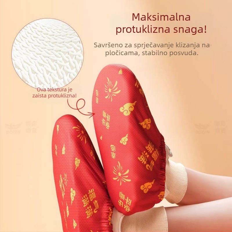 Crvene jednokratne navlake za cipele za vjenčanje, debeli sloj protivklizanja od netkane tkanine, za unutarnju uporabu, prozračne