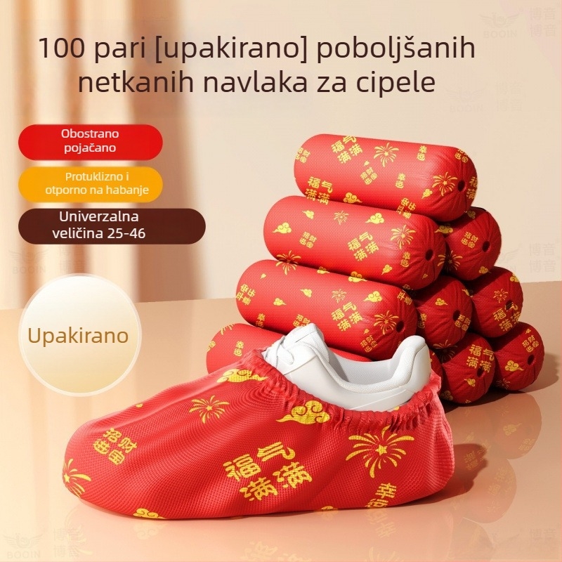 Crvene jednokratne navlake za cipele za vjenčanje, debeli sloj protivklizanja od netkane tkanine, za unutarnju uporabu, prozračne