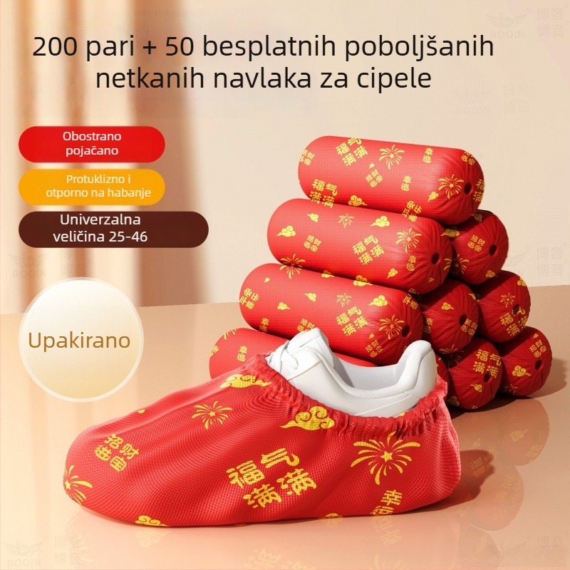 Crvene jednokratne navlake za cipele za vjenčanje, debeli sloj protivklizanja od netkane tkanine, za unutarnju uporabu, prozračne