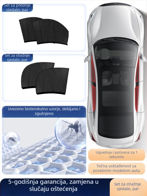 Automobilska mreža protiv komaraca za prozor s sjenilom, univerzalno bočno staklo