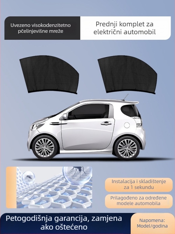 Automobilska mreža protiv komaraca za prozor s sjenilom, univerzalno bočno staklo