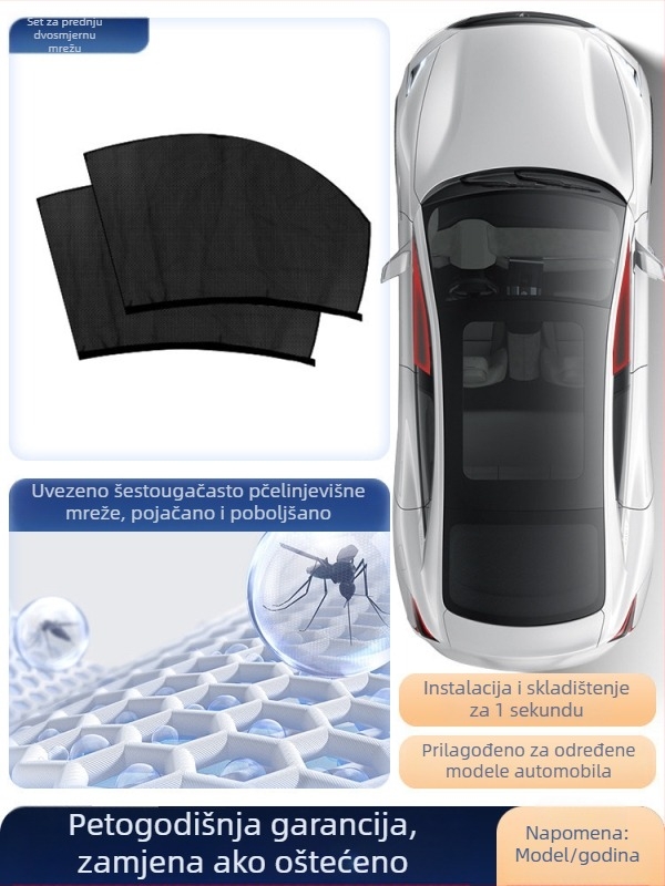 Automobilska mreža protiv komaraca za prozor s sjenilom, univerzalno bočno staklo