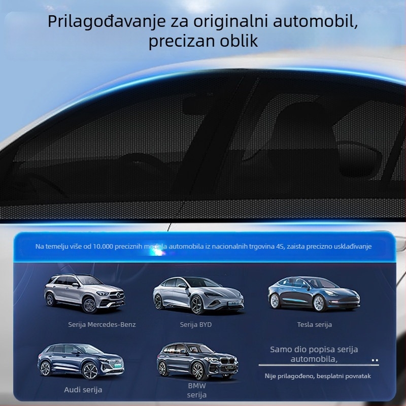 Automobilska mreža protiv komaraca za prozor s sjenilom, univerzalno bočno staklo