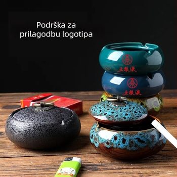 Pepeljara s poklopcem - keramički retro dizajn, dekorativno skladištenje, prilagođeno logo, prilagodba dostupna, 100 komada u kutiji