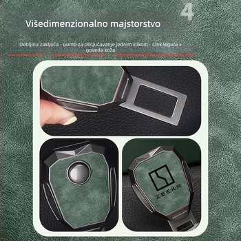Produžni sigurnosni pojas za automobil | Cinkova legura + gornji sloj goveđe kože | Model 202506261710 | Kompatibilno s Zeekr 007GT / 7X / 001 / 009 Mix | Curtain Mark