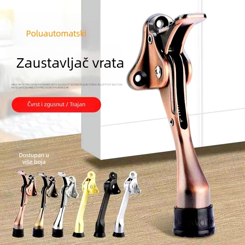 Dverni zaustavljač od cinkovog legura, elektroplatinirani završetak, Ct-02 ugradnja na pod, dizajn dugog zida, ručna kontrola