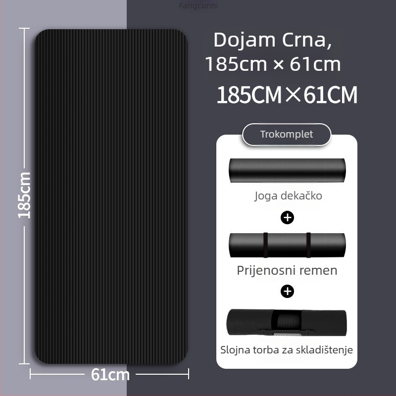 Joga prostirka za žene, gumena, debljina 8 mm, produžena duljina, zvučno izolirana za fitness