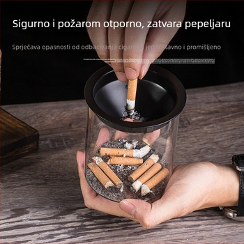 Pepeljara od stakla, moderan minimalistički stil, marka Eight Sides Exquisite, tisk logotipa dostupan, mogućnost prilagodbe.