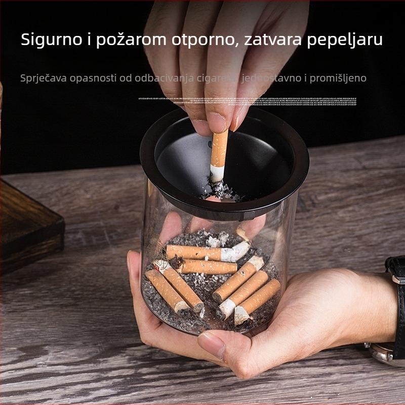 Pepeljara od stakla, moderan minimalistički stil, marka Eight Sides Exquisite, tisk logotipa dostupan, mogućnost prilagodbe.