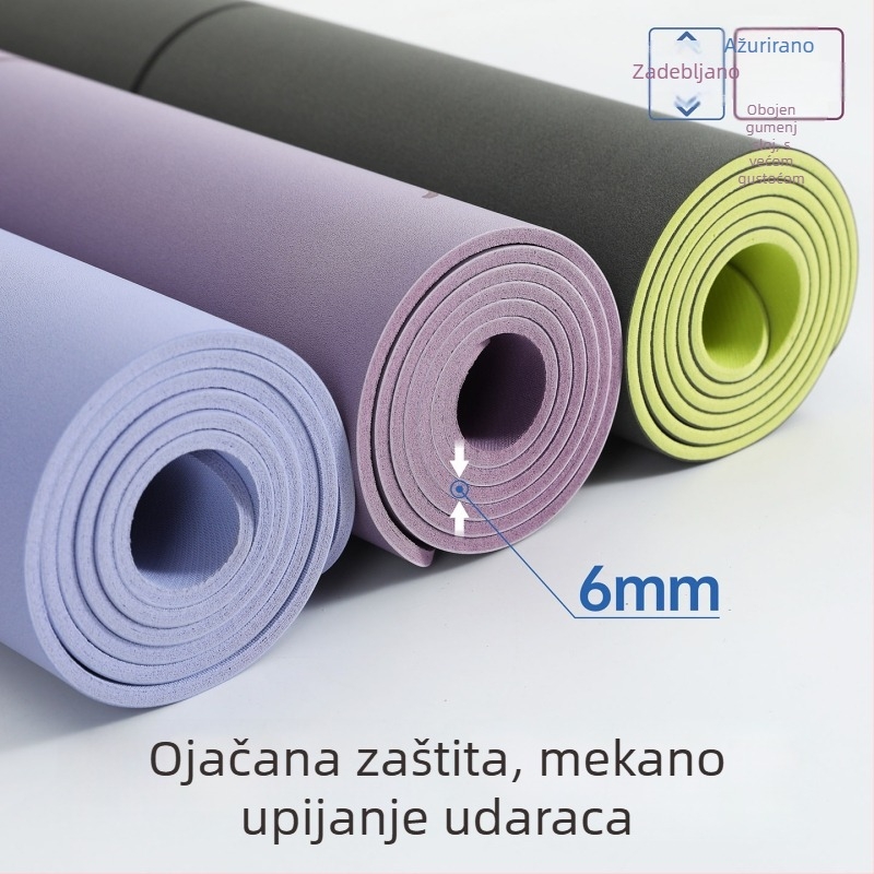 Joga podloga 6 mm debljine, poliuretan + prirodni kaučuk, 4 kg, linije za vođenje držanja tijela, podrijetlo Guangdong Dongguan